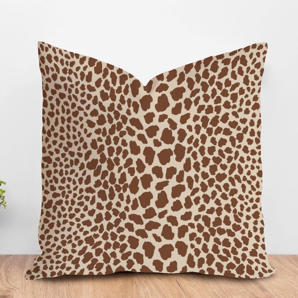 ArogGeld Brown On Neutral Cheetah Cushion Covers Leopard Print Cow Animal Spots Cream Brown Square Throw Pillows Farmhouse Decor Throw Pillowcase for Living Room Bedroom 16x16in White Linen