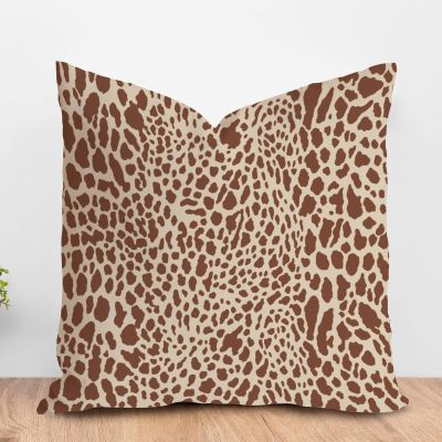 ArogGeld Throw Pillow Cushion Neutral Brown Cheetah Animal Print Pillow Covers Leopard Print Animal Spots Cream Brown Pillowcase Farmhouse Decor for Sofa Couch Car Chair 16x16in White Flax