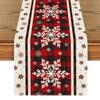 Artoid Mode Buffalo Plaid Snowflakes Christmas Table Runner, Seasonal Winter Kitchen Dining Table Decoration for Home Party Decor 13x60 Inch view 1