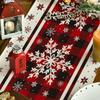 Artoid Mode Buffalo Plaid Snowflakes Christmas Table Runner, Seasonal Winter Kitchen Dining Table Decoration for Home Party Decor 13x60 Inch view 3