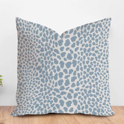 ArogGeld Leopard Print Cow Animal Spots Sky Blue Farmhouse Throw Pillow Cover Blue Cheetah White Linen Cushion Cover Home Decor Pillow Sham with Zipper for Sofa Couch Car Chair 24x24in