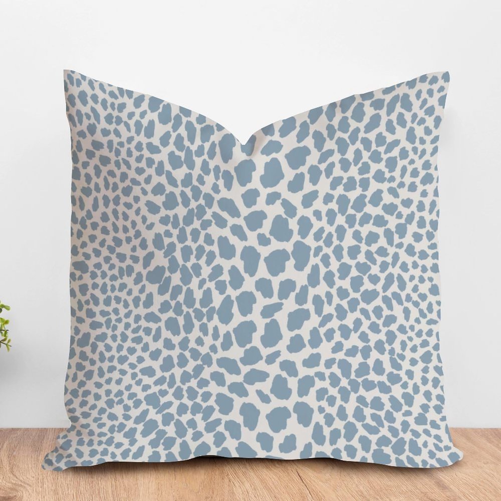 ArogGeld Leopard Print Cow Animal Spots Sky Blue Farmhouse Throw Pillow Cover Blue Cheetah White Linen Cushion Cover Home Decor Pillow Sham with Zipper for Sofa Couch Car Chair 24x24in