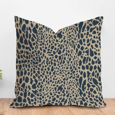 ArogGeld Dark Blue Cheetah Animal Print Leopard Farmhouse Throw Pillow Cushion Leopard Print Animal Spots Brown Cushion Cover Double Side Accent Pillow for Chair Sofa 22x22in White Linen