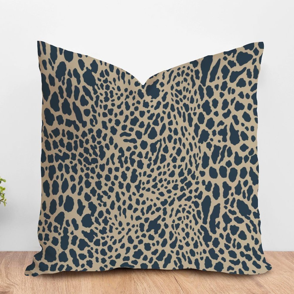ArogGeld Dark Blue Cheetah Animal Print Leopard Farmhouse Throw Pillow Cushion Leopard Print Animal Spots Brown Cushion Cover Double Side Accent Pillow for Chair Sofa 22x22in White Linen