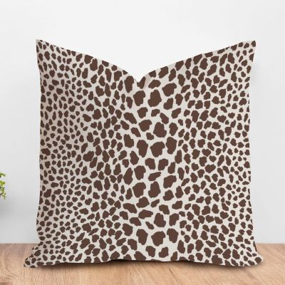 ArogGeld Throw Pillow Cushion Brown Cheetah Throw Pillow Leopard Print Cow Animal Spots Brown Pillow Case with Zipper Farmhouse Decor for Sofa Couch Car Chair 24x24in White Flax