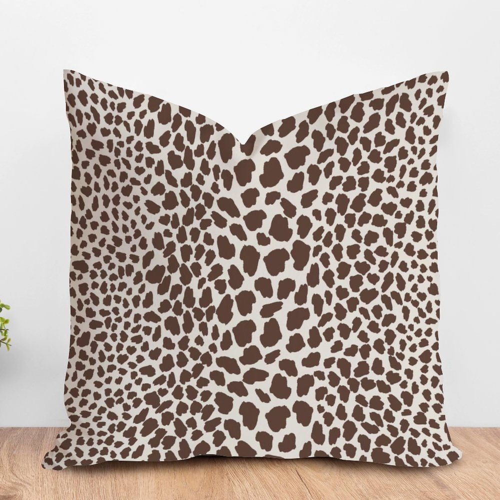 ArogGeld Throw Pillow Cushion Brown Cheetah Throw Pillow Leopard Print Cow Animal Spots Brown Pillow Case with Zipper Farmhouse Decor for Sofa Couch Car Chair 24x24in White Flax