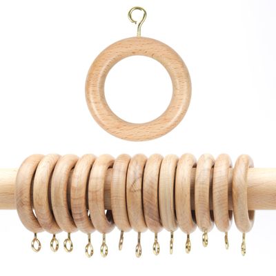 100 Pieces 2 Inch Wooden Drapery Curtain Rod Rings for 1 inch Rod Pole, 1.25 INCHES Inner Dia, Natural Beech Wood (100, 1.25 INCH Inner Dia)