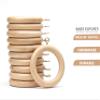 100 Pieces 2 Inch Wooden Drapery Curtain Rod Rings for 1 inch Rod Pole, 1.25 INCHES Inner Dia, Natural Beech Wood (100, 1.25 INCH Inner Dia) view 2