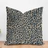ArogGeld Dark Blue Cheetah Animal Print Leopard Farmhouse Sofa Cushion Cover Leopard Print Animal Spots Brown Cushion Covers Double Side Pillow Cover Case with Zipper 16x16in White Linen view 1