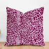 ArogGeld Fuchsia Cheetah Animal Print Leopard Cushion Cover Leopard Print Animal Spots Hot Pink Square Throw Pillow Cover Farmhouse Decor Pillow Case for Chair Sofa 24x24in White Linen view 1