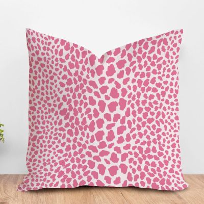 ArogGeld Pink Cheetah Cushion Covers Leopard Print Cow Animal Spots Hot Pink Square Pillow Covers Farmhouse Decor Toss Pillows for Living Room Bedroom 26x26in White Linen Housewarming Gift