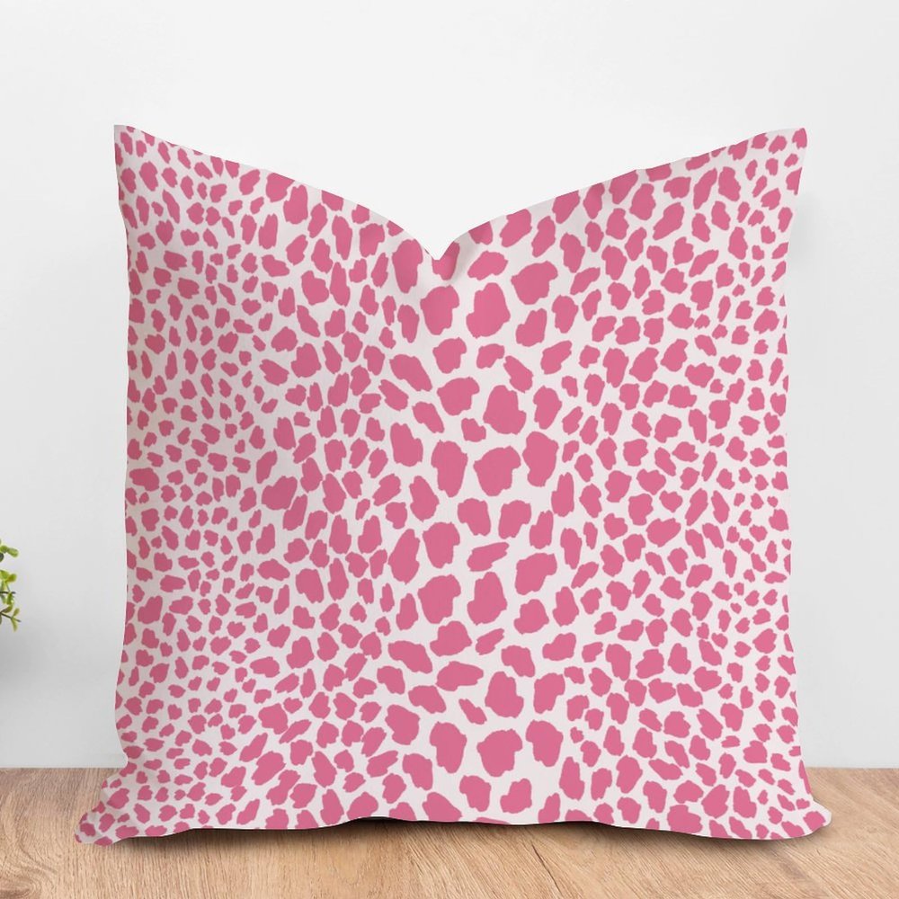 ArogGeld Pink Cheetah Cushion Covers Leopard Print Cow Animal Spots Hot Pink Square Throw Pillows Farmhouse Decor Throw Pillowcase for Sofa Couch Car Chair 24x24in White Linen