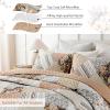 Dobuyly Fall Quilt Queen Size Set, Beige and Brown Floral Plaid Patchwork Bedspread Reversible Coverlet Set 3 Pieces, Soft Lightweight Microfiber Bedding Set for All Season, 96"x90" view 4