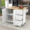 Augensternchen Rolling Mobile Kitchen Island with Solid Wood Top and Locking Wheels52.7 Inch WidthStorage Cabinet and Drop Leaf Breakfast BarSpice Rack, Towel Rack & Drawer White view 1