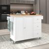 Augensternchen Rolling Mobile Kitchen Island with Solid Wood Top and Locking Wheels52.7 Inch WidthStorage Cabinet and Drop Leaf Breakfast BarSpice Rack, Towel Rack & Drawer White view 3
