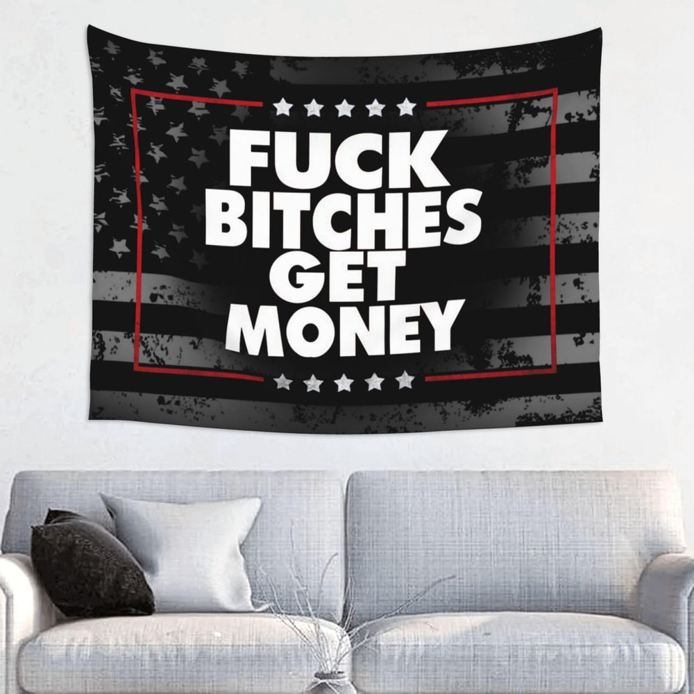 Rqwaaed Fuck Bitches Get Money Tapestry Perfectly Embellishes The Wall 29x37in