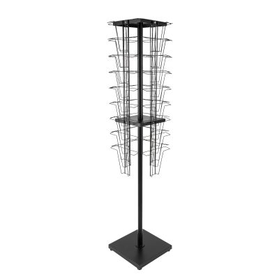 TFCFL 36 Pocket Rotating Magazine Stand, 63" Tall Brochure Display Stand, Floor-Standing Magazine Rack for Offices Collaborative Spaces (Black)