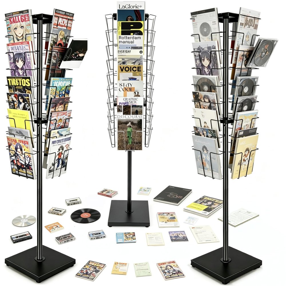 9Tier 360Spinner Narrow Brochure Rack Free Standing Magazine Display Stand