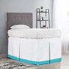 OnlineChoiceSheet White/Turquoise Split Corner Two Tone Tailored Dorm Room Bed Skirt with Three Side Coverage in Twin XL Size (39" x 80"+ 36" Inch) 100% Egyptian Cotton, 1000 Thread Count view 1