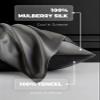 Mulberry Silk Pillowcase for Hair and Skin, 22 Momme Natural Single Sided Pure Silk Pillow Cases with Zipper, 6A Soft and Smooth Pillow Cover (Dark Gray, Standard 20"x26") view 3
