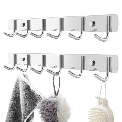 zmnklry Coat Rack Wall Mount, 2Pack 6 Hooks Stainless Steel Towel Hooks