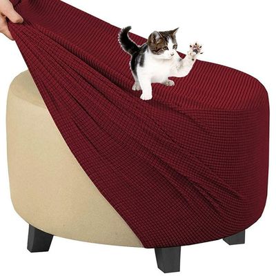 Footstool Slipcover Ottoman Covers Ottoman Footstool Cover Foot Stool Cover Pouffe Cover Footstool Protector Covers Square Rectangle Round Small Large Stretch Jacquard Velvet ( Color : @07 , Size : Ro