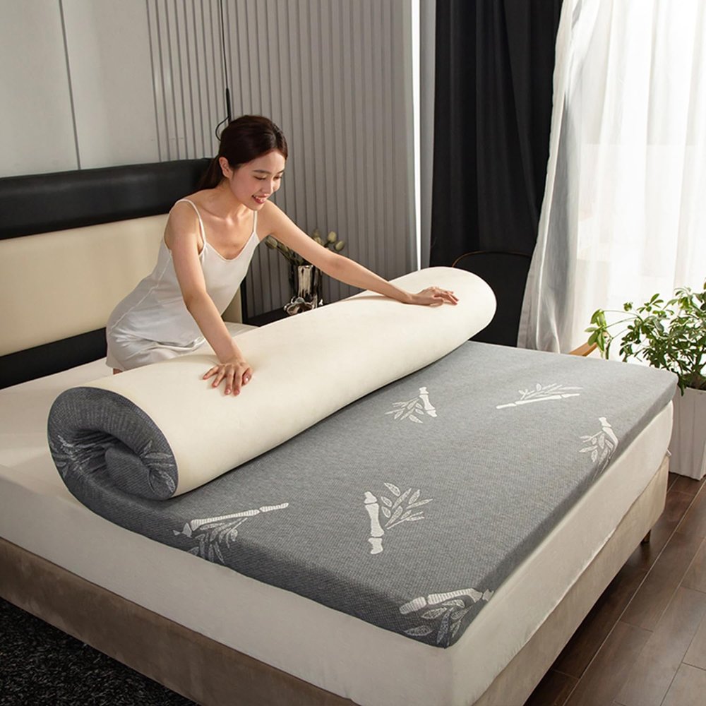 5cm/2Inch Memory Foam Mattress Topper,Medium Firm Mattress Pad High Density Bed Mattress Topper with Removable Washable Cover Skin-Friendly Foam Mattress Topper,Gray,King/180x200cm