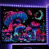 TUGCAY Blacklight Mushroom Tapestry, Glow In The Dark Tapestry Black Light Plant Fantasy UV Reactive Mushroom Butterfly Moon Tapestries Posters Wall Hanging for Bedroom Dorm Decor(60"x80") view 1