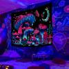 TUGCAY Blacklight Mushroom Tapestry, Glow In The Dark Tapestry Black Light Plant Fantasy UV Reactive Mushroom Butterfly Moon Tapestries Posters Wall Hanging for Bedroom Dorm Decor(60"x80") view 3