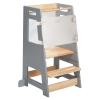 HARPPA Nordo Toddler Tower with Chalkboard, Kitchen Learning Helper, Grey view 1