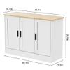 Anystyle 43" White Buffet Cabinet with Black Handles, Small Kitchen Sideboard with 3 Doors & Adjustable Shelves, Modern Entryway Credenza & TV Console Table for Living Room, Dining Room view 2