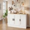 Anystyle 43" White Buffet Cabinet with Black Handles, Small Kitchen Sideboard with 3 Doors & Adjustable Shelves, Modern Entryway Credenza & TV Console Table for Living Room, Dining Room view 3