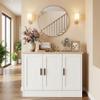 Anystyle 43" White Buffet Cabinet with Black Handles, Small Kitchen Sideboard with 3 Doors & Adjustable Shelves, Modern Entryway Credenza & TV Console Table for Living Room, Dining Room view 4