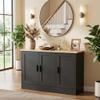 Anystyle 43" Black Buffet Cabinet with Black Handles, Small Kitchen Sideboard with 3 Doors & Adjustable Shelves, Modern Entryway Credenza & TV Console Table for Living Room, Dining Room view 1