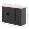 Anystyle 43" Black Buffet Cabinet with Black Handles, Small Kitchen Sideboard with 3 Doors & Adjustable Shelves, Modern Entryway Credenza & TV Console Table for Living Room, Dining Room view 2
