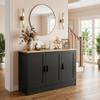 Anystyle 43" Black Buffet Cabinet with Black Handles, Small Kitchen Sideboard with 3 Doors & Adjustable Shelves, Modern Entryway Credenza & TV Console Table for Living Room, Dining Room view 3