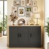 Anystyle 43" Black Buffet Cabinet with Black Handles, Small Kitchen Sideboard with 3 Doors & Adjustable Shelves, Modern Entryway Credenza & TV Console Table for Living Room, Dining Room view 4