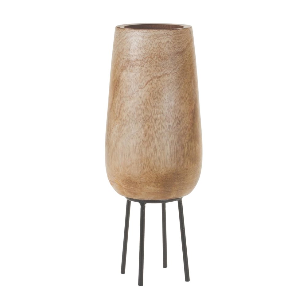 Melrose International Wood Vase with Stand 15" H