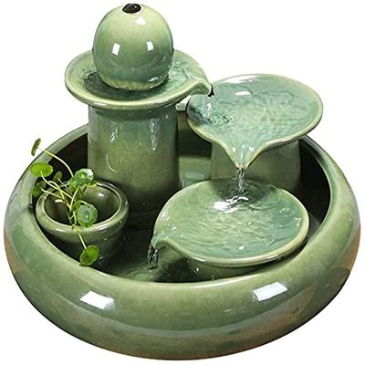 Tabletop Fountains Creative Water Fountains Home Accessories Living Room Tv Cabinet Office Ceramics Desktop Fountain Decoration Gift Desktop Fountain (Color : Green),Green