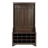Dark Brown Entryway Hall Tree Shoe Cubbie Coat Rack view 1