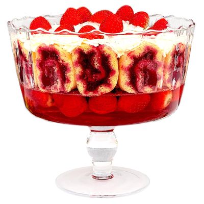 Barski Large Glass Trifle Bowl, with Scallop Design - 9" D - European Beautiful Hand Made Glass - 168 oz (over 5 quarts) Clear