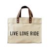 Santa Barbara Design Studio Tote Bags Face-to-Face Designs Cotton Canvas Bag with Leather Handles, 13" x 10", Live Love Ride view 1