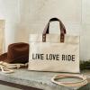 Santa Barbara Design Studio Tote Bags Face-to-Face Designs Cotton Canvas Bag with Leather Handles, 13" x 10", Live Love Ride view 2