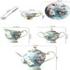 15-Piece Porcelain Coffee Pot Sets, Fine Bone China Tea Set, Cups & Saucer & Spoons Service for 6, Exquisite Afternoon Tea Porcelain Sets with Sugar Bowl & Cream Pitcher view 2