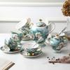 15-Piece Porcelain Coffee Pot Sets, Fine Bone China Tea Set, Cups & Saucer & Spoons Service for 6, Exquisite Afternoon Tea Porcelain Sets with Sugar Bowl & Cream Pitcher view 3