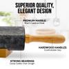 Zulay Kitchen 17-Inch Marble Rolling Pin With Stand - Polished Marble Rolling Pins For Baking - Long Rolling Pin Marble With Beechwood Handle - Non-stick Roller Pin For Baking Pastries, Bread & Pizza view 3