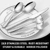 60 Piece Silverware Set for 12, Amafox Stainless Steel Hammered Flatware Set, Kitchen Utensil Cutlery Silverware Set Include Fork Spoon Knife, Mirror Finished Silverware Sets, Dishwasher Safe view 3