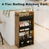 MARTY Rolling Storage Cart 7.9" W, 4-Tier Narrow Kitchen Cart with Wheels Handle, Slim Storage Mobile Shelving Utility Carts for Bathroom Laundry Room Organization Small Spaces(Rustic Brown) view 3