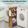 MARTY Rolling Storage Cart 7.9" W, 4-Tier Narrow Kitchen Cart with Wheels Handle, Slim Storage Mobile Shelving Utility Carts for Bathroom Laundry Room Organization Small Spaces(Rustic Brown) view 4
