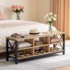 FATORRI Shoe Bench Entryway with Storage, Industrial Wood and Metal Hallway Benches with Adjustable Shelves, Rustic Entry Way Bench for Living Room (47.24 Inch Long, Rustic Oak) view 3